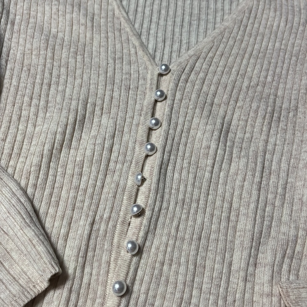 Lovers and Friends ribbed cardigan with pearl buttons - Picture 3 of 8